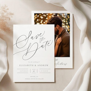 Minimal Save The Date Invitation Template With Photo, Editable Template, Modern Minimal Save The Date Template, Printable Save The Date, msd