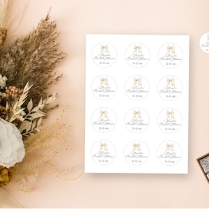 Tying the Knot Bridal Shower Stickers, Printable Stickers, Bow Bridal Shower Stationary, Instant Download, 2 inch, Editable, Canva Template