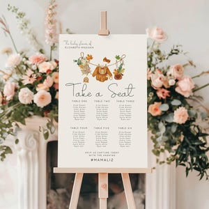 Herfst meisjes babyshower zitplaatsen tabel, waslijn babyshower zitplaatsen poster, afdrukbaar, herfst babyshower, 18 x 24 in, 11 x 17, 24 x 36 Templett