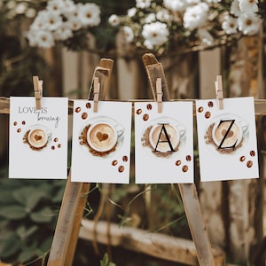 Love is Brewing Bridal Shower Banner, Coffee Bridal Shower Banner, Wedding Shower, A Latte Love | Coffee Beans , Canva, Printable