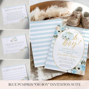 Oh Boy Baby Shower Invitation Pumpkin, Instant Download, Oh Boy Pumpkin Baby Shower Invitation, Editable Boy Blue Pumpkin Baby Shower Invite
