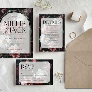 Dark And Moody Wedding Invitation Suite