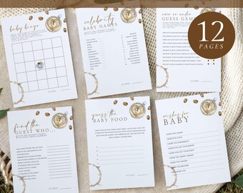 Coffee Baby Shower Games Bundle | Printable Baby is Brewing Games - abbc1