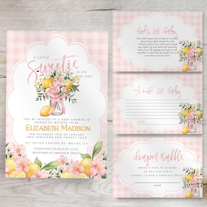 Pink Lemonade Baby Shower Invitation Bundle - Lemonade Baby Shower - Pink - Diaper Raffle, Books for Baby, Note for Baby, Templett, plembs