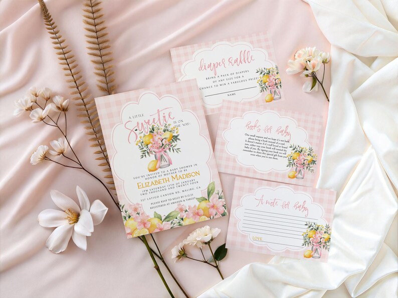 Pink Lemonade Baby Shower Invitation Bundle - Lemonade Baby Shower ...