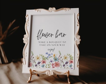 Wildflower Bridal Shower Flower Bar, Bouquet Bar Sign | Build Your Bouquet | Bridal Shower Sign | Flower Bar Sign | Baby Shower Sign