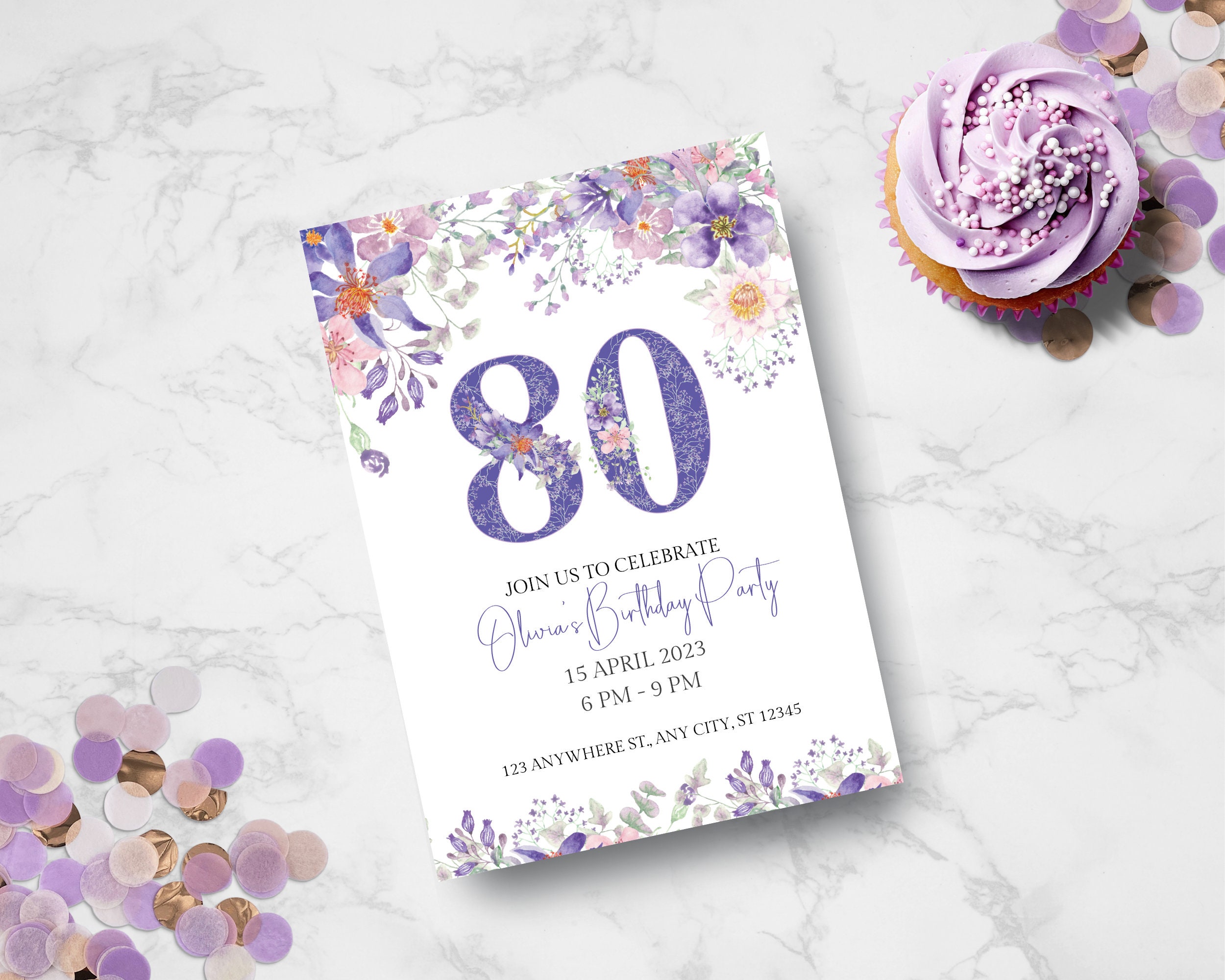 Downloadable 80th Birthday Invitation Template, Surprise 80th Birthday ...