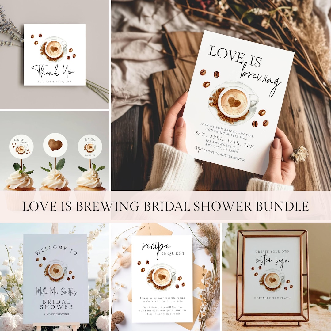 Love is Brewing Bridal Shower Bundle, Coffee Bridal Shower Invitation ...