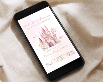 Princess 3rd Birthday Digital Invitation, 3Rd Birthday Invite, Princess Invitation, Royal Threeness Birthday Invite, Fairytale Text Invite