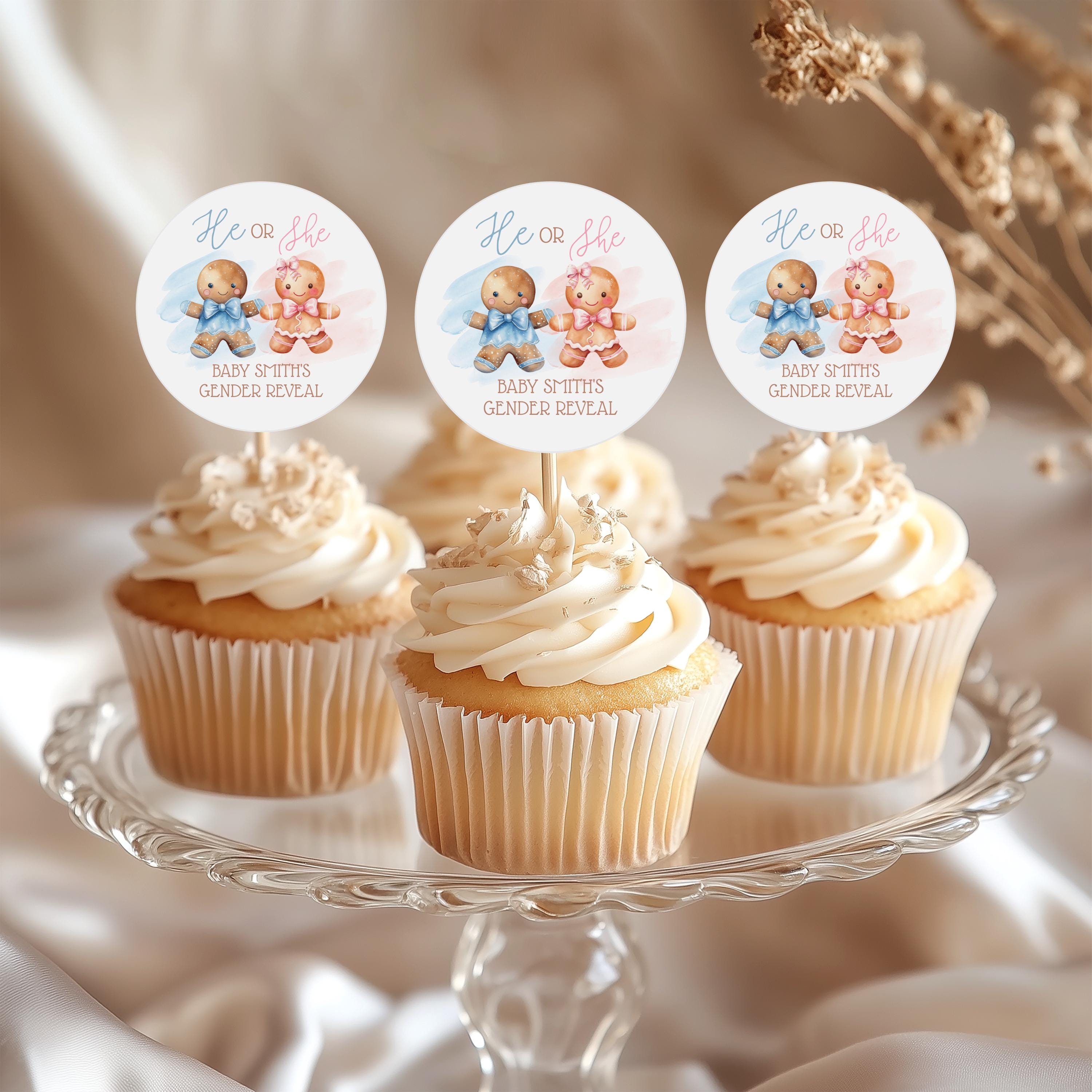 Género Revelar Cupcake Toppers Conjunto De 6, Niña / Niño Cupcake