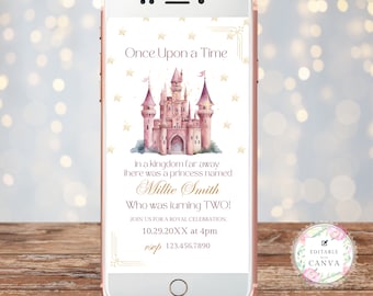 Princess Birthday Invitation Video, Princess Castle, Little Princess is Two, Instant Download, Editable Template, Birthday Video Invitation