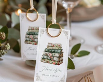 A New Chapter Begins Thank You Tags, Book Themed Bridal Shower, Templett, ancv