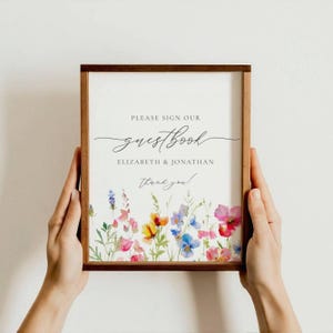 Wildflower Wedding Guestbook Sign, Please Sign Our Guest Book, Printable Sign, Wildflower Please Sign Our Guestbook Sign Template, wfwi