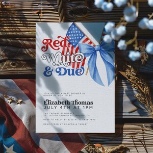 4th Of July Baby Shower Invite - Red White and Due BBQ Invite - Baby Q Fourth of July - Editable - Fourth of July Barbecue Invite - 4ojsch2