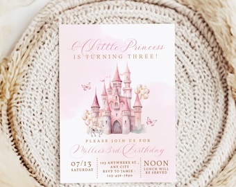Princess 3rd Birthday Invitation, 3Rd Birthday Invite, Princess Invitation, Royal Threeness Birthday Invitation, Fairytale Birthday Invite