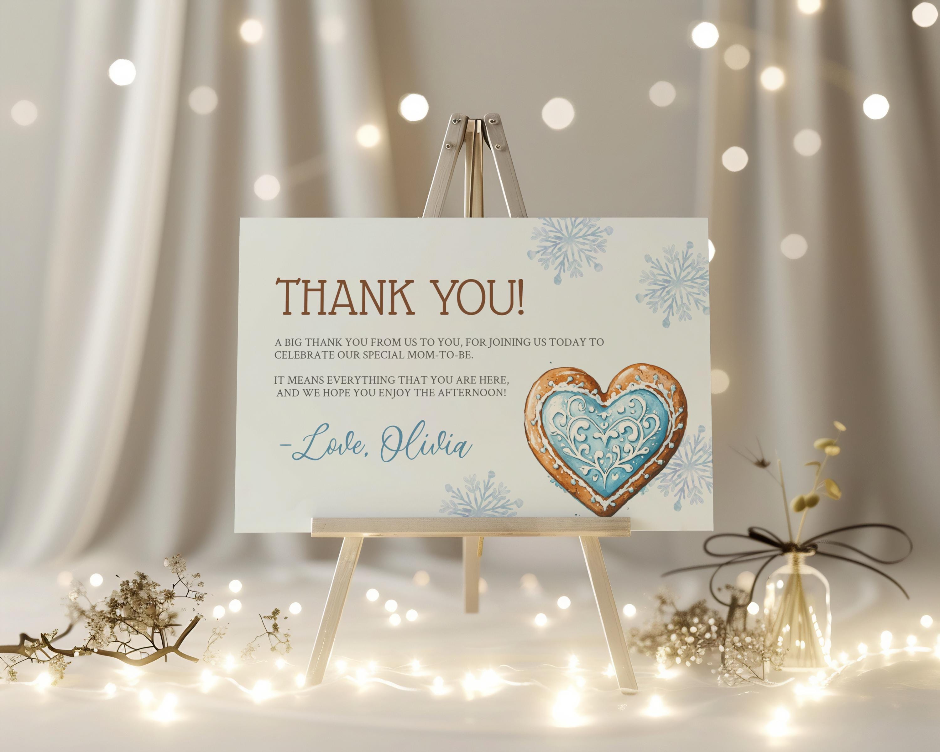 Blue Gingerbread Baby Shower Bundle, Winter Baby Shower Decor, Baby ...