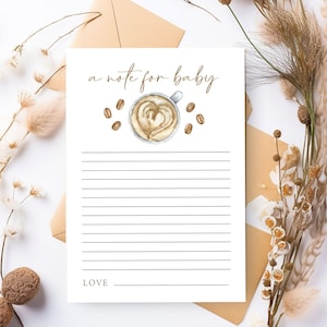 Kaffee-Babyparty-Notiz für Babykarte, Babyparty-Vorlage, bearbeitbar in Templett, Baby braut Babyparty, neutrale Babyparty A6