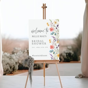 Love is in Bloom Welcome Sign, Wildflower Bridal Shower Welcome Sign Template, Bridal Shower Welcome Sign , Love is in Bloom, Template Canva