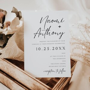 Wedding Invitation Cursive, Script Font | Wedding Invitation Template | Modern Font | Signature Font | Instant Download | Minimalist Wedding