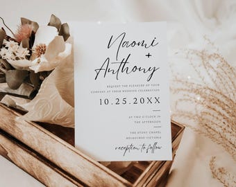 Wedding Invitation Cursive, Script Font | Wedding Invitation Template | Modern Font | Signature Font | Instant Download | Minimalist Wedding