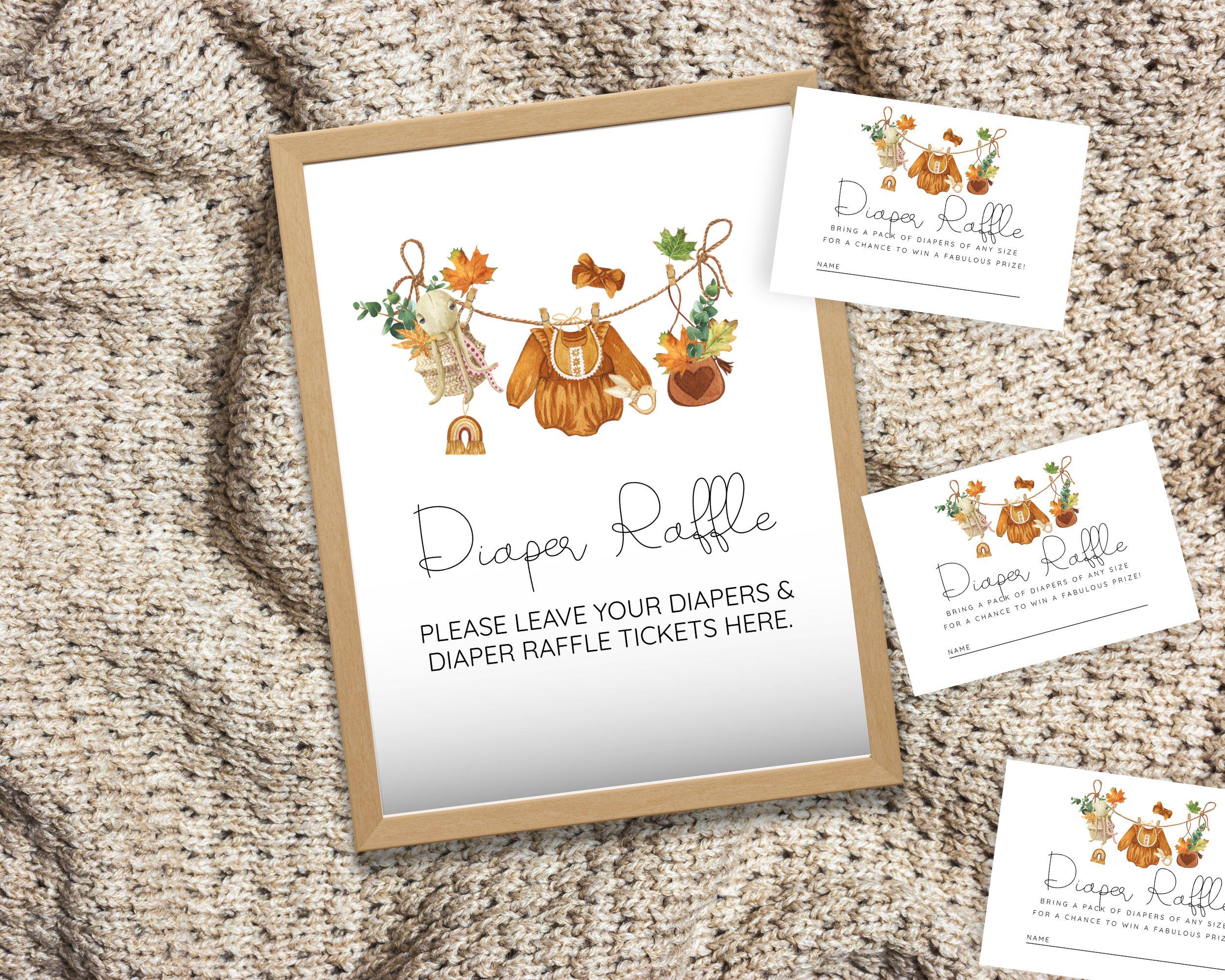 Clothes Line Raffle Fall Girl Clothesline Diaper Raffle Sign & Tickets, Instant Download ...