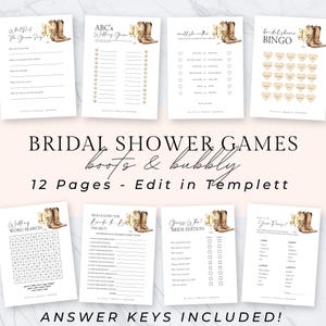 Boots and Bubbly Bridal Shower Games, Instant Download, Cowboy Boots Bridal Shower Add On Accessories, He Said She Said Game, Templett