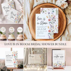 Love Is In Bloom Bundle, Wildflower Bridal Shower Invitation Bundle | Printable Games | Love In Bloom Bridal Shower Invitation Bundle, Canva