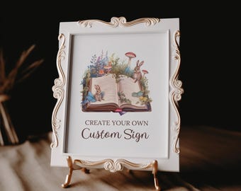 Story Book Theme Baby Shower Custom Sign, Baby Shower Custom Sign, Gender Neutral, Printable Sign, Table Sign, Edit in Canva, Customizable