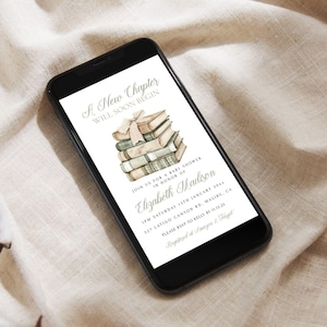 A New Chapter Baby Shower Theme Invite, Digital Invitation,  Editable Template - Neutral - Instant Download, Edit in Templett, ncn2