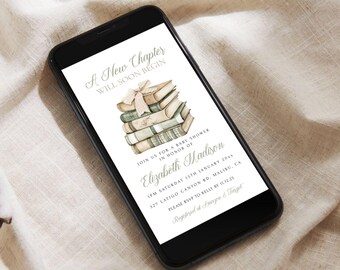 A New Chapter Baby Shower Theme Invite, Digital Invitation,  Editable Template - Neutral - Instant Download, Edit in Templett, ncn2