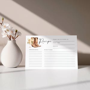 Receptkaarten vrijgezellenfeest, afdrukbare receptenkaart, Boots and Bubbly vrijgezellenfeest | Insteekkaart vrijgezellenfeest, kaart bewerkbare sjabloon