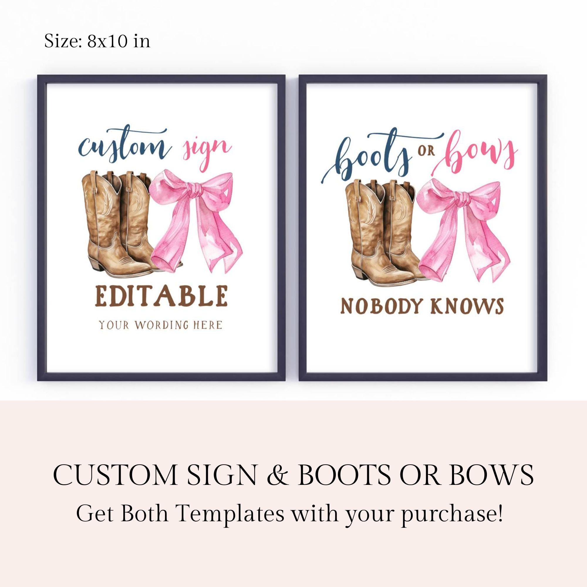 Dalaber „Stiefel Oder Schleifen“ Banner – Goldener Glitzer, Western-Thema, Für Babyparty & Geschlechtsoffenbarung – Junge Oder Mädchen Deko