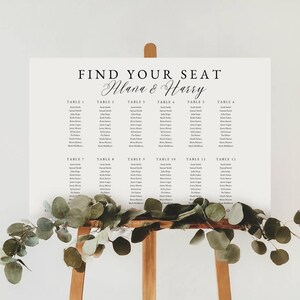 Simple Wedding Seating Chart Template, Canva Instant Download, Modern Wedding Seating Chart Template, Wedding Seating Sign, Printable