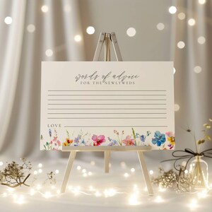 Wildflower Advice Cards - Advice for the Newlyweds - Printable - Wedding Wishes - Wildflower Advice for the Bride Card - Templett - wfwi