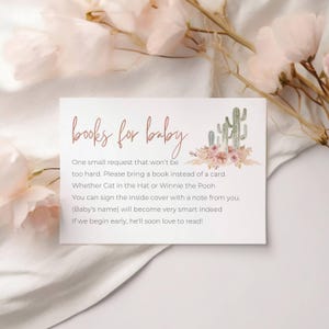 Boho babyshower met cactusthema | Boeken voor baby's | Invoegen roze cactus babyshower | Afdrukbare download | Babyshower met boho-thema