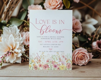 Love is in Bloom Bridal Shower Invitations, Instant Download, Spring Garden Bridal  Shower Invite, Editable Template, Love in Bloom, Templett - Etsy