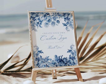 Etwas Blaues vor Irgendwas benutzerdefiniertes Schild, Brautdusche blau Toile, druckbares Schild, Tischschild, bearbeiten in Canva