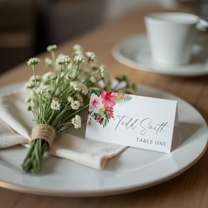 Wedding Placecards Tropical | Printable Place Cards Template | Canva Instant Download | Destination Weddings and Parties |  Wedding Decor