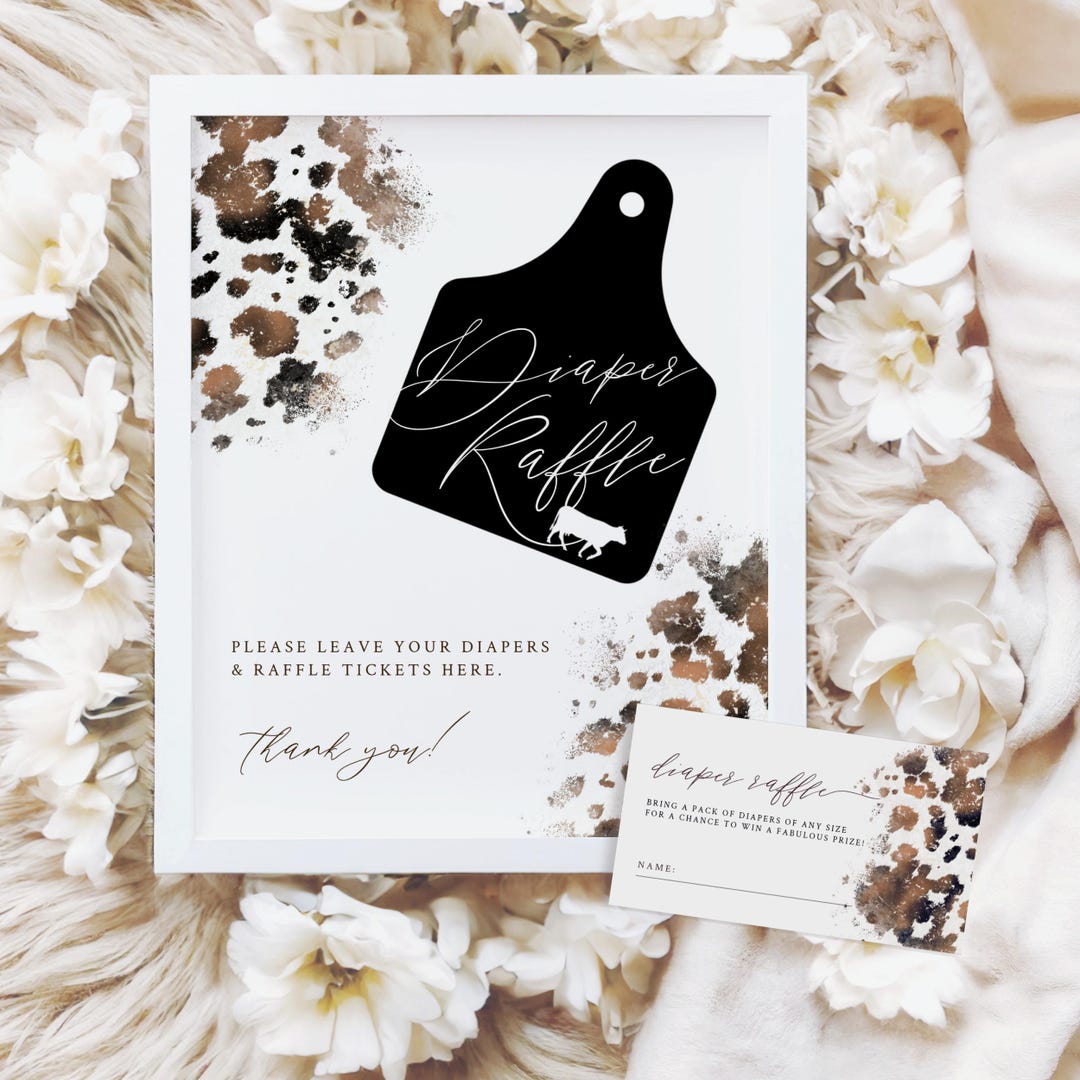 Cow Tickent R Holy Cow Diaper Raffle Sign & Ticket, Printable Game Template, Cow ...