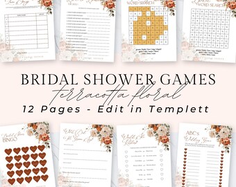 Terracotta Bridal Shower Games Bundle: (Instant Download, Templett Editable) -030