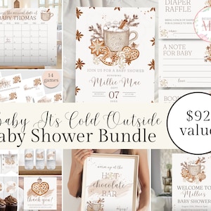Baby Its Cold Outside Baby Shower Bundle, Neutral, Baby Shower Decor, Baby Shower Games, Editable Invitation, Hot Chocolate Baby Shower
