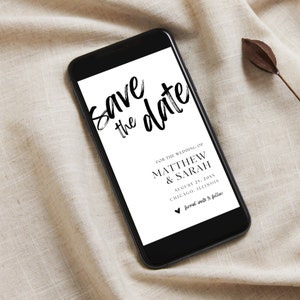 Minimal Save The Date E-invite, Digital Invite, Wedding Save The Date, Minimal Save The Date E-Invite Template, Save The Date, SMS, Phone
