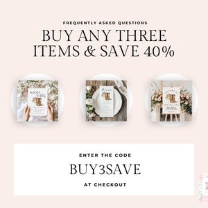 K&ouml;nnte beinhalten: Werbung mit dem Text "KAUFEN SIE DREI ARTIKEL UND SPAREN SIE 40%" in schwarzer Schrift. Darunter drei Bilder von Einladungen und Schildern mit Cowboy-Stiefel-Motiv. Der Text "GUTSCHEINCODE BUY3SAVE BEIM CHECKOUT EINGEBEN" wird ebenfalls angezeigt.