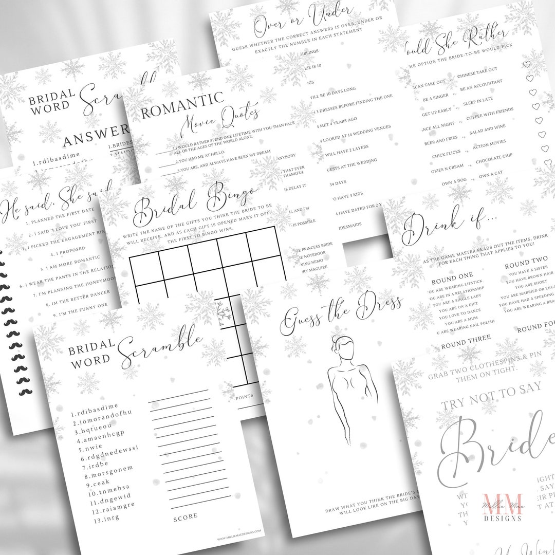 Snow in Love Bridal Shower Games, Winter Bridal Shower Favors, Snow in ...