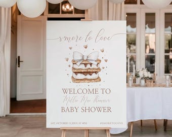 Smore To Love Baby Shower Welcome Sign, Gender Neutral, Instant Download - Templett - smtl