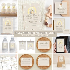 A Little Honey Is On The Way Baby Shower, Little Honey Baby Shower Bundle, Baby Shower Decorations, Baby Shower Invitation Bundle, Daisy