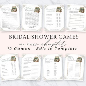 A New Chapter Begins Bridal Shower Game Pack, Instant Download, Books Bridal Shower Add On Accessory, He Said She Said, Templett, ancv