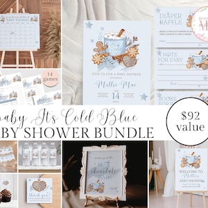 Baby Its Cold Outside Baby Shower Bundle, Boys, Baby Shower Decor, Baby Shower Games, Editable Invitation, Hot Chocolate Baby Shower, Canva