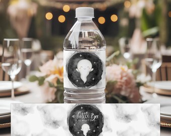 Etiquetas para botellas de agua "A Little Boo is Almost Due", neutrales, etiquetas para agua para baby shower de otoño, etiquetas imprimibles para botellas, pegatinas para botellas de agua, albh