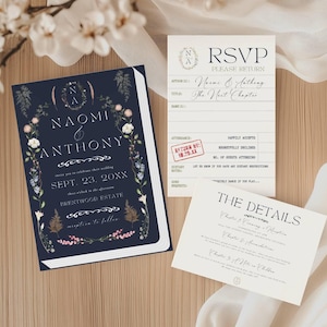 Literary Wedding Invitation Set | Library Wedding Invitation | Fairytale Wedding Invitation | Instant Download | Customize And Print | Canva